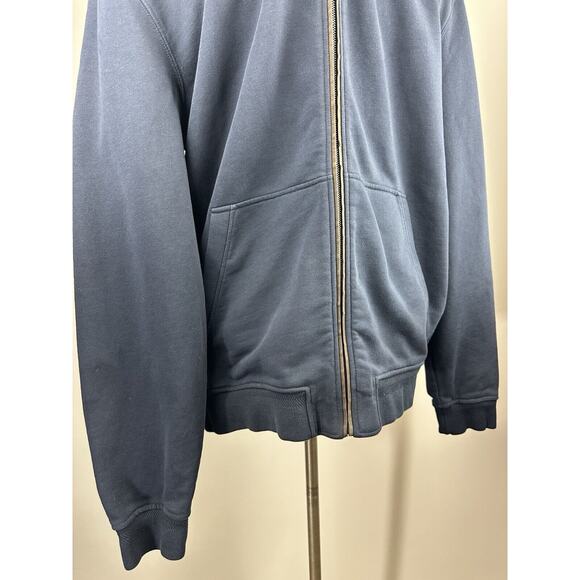 Ermenegildo Zegna Full Zip Up Suede Trim Sweatshirt Navy Sweater Jacket Men's XL - Picture 13 of 16